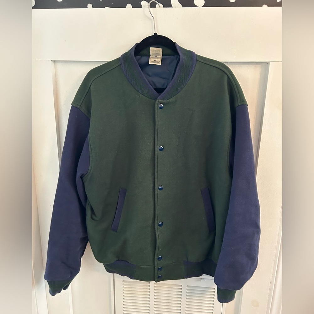 Vintage Fruit of the Loom Green Letterman bomber Varsity Jacket